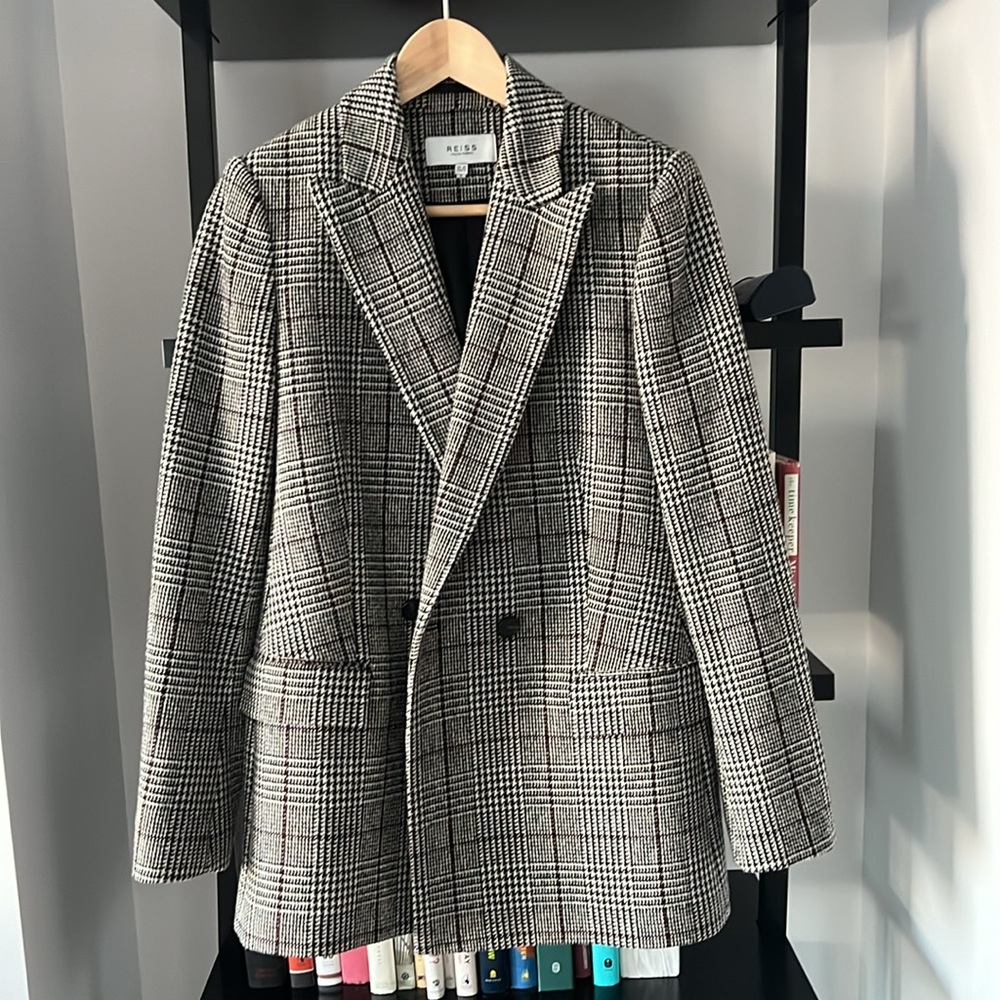 Reiss Wool Blend Plaid Blazer, size 6